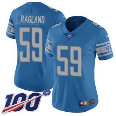 Nike Detroit Lions #59 Reggie Ragland Blue Team Color Women's Stitched NFL 100th Season Vapor Untouchable Limited Jersey